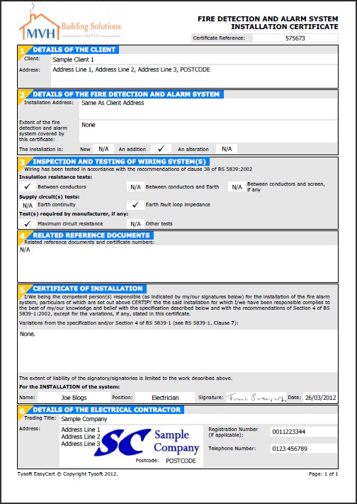 Installation form template