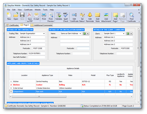 EasyGas Certification Software