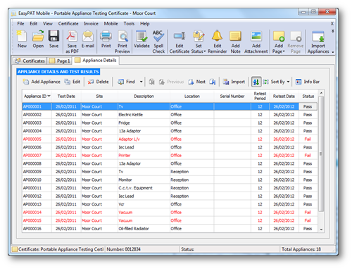 EasyPAT Portable Appliance Testing Software